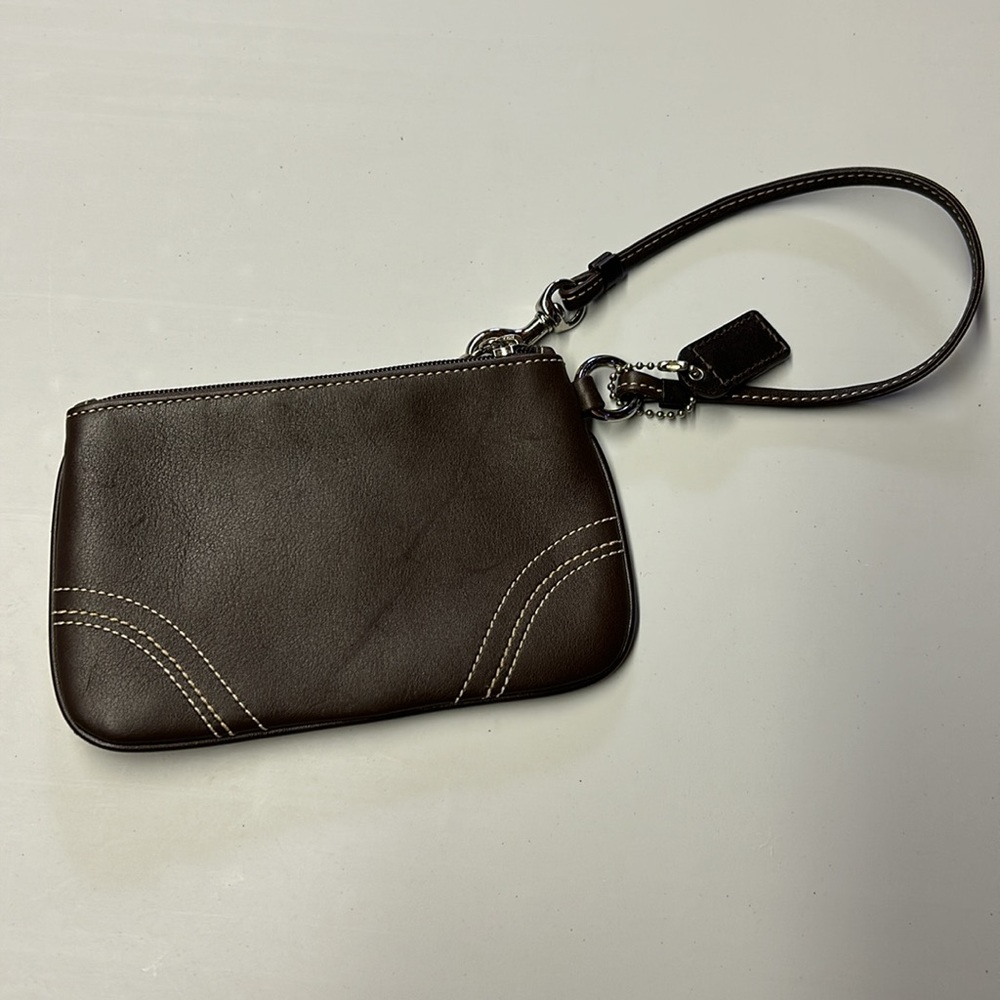 Coach Brown Leather Wristlet - Picture 2 of 3